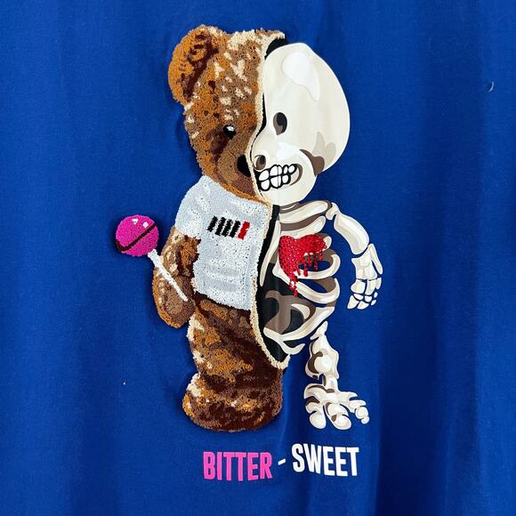 Fifth Loop Bitter-Sweet Graphic Fitted T Shirt in Hypr Blue Size L - Picture 4 of 9